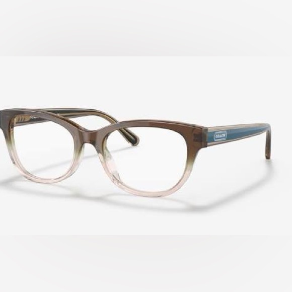 Coach HC6187 eyeglasses - transparent brown gradient with navy blue temples main image 10